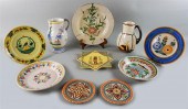 GROUP OF FRENCH FAIENCE DISHES, PITCHERS