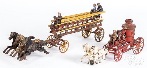 TWO CAST IRON HORSE DRAWN FIRE 313737