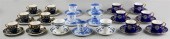 THREE SETS OF ENGLISH CUPS AND SAUCERS,