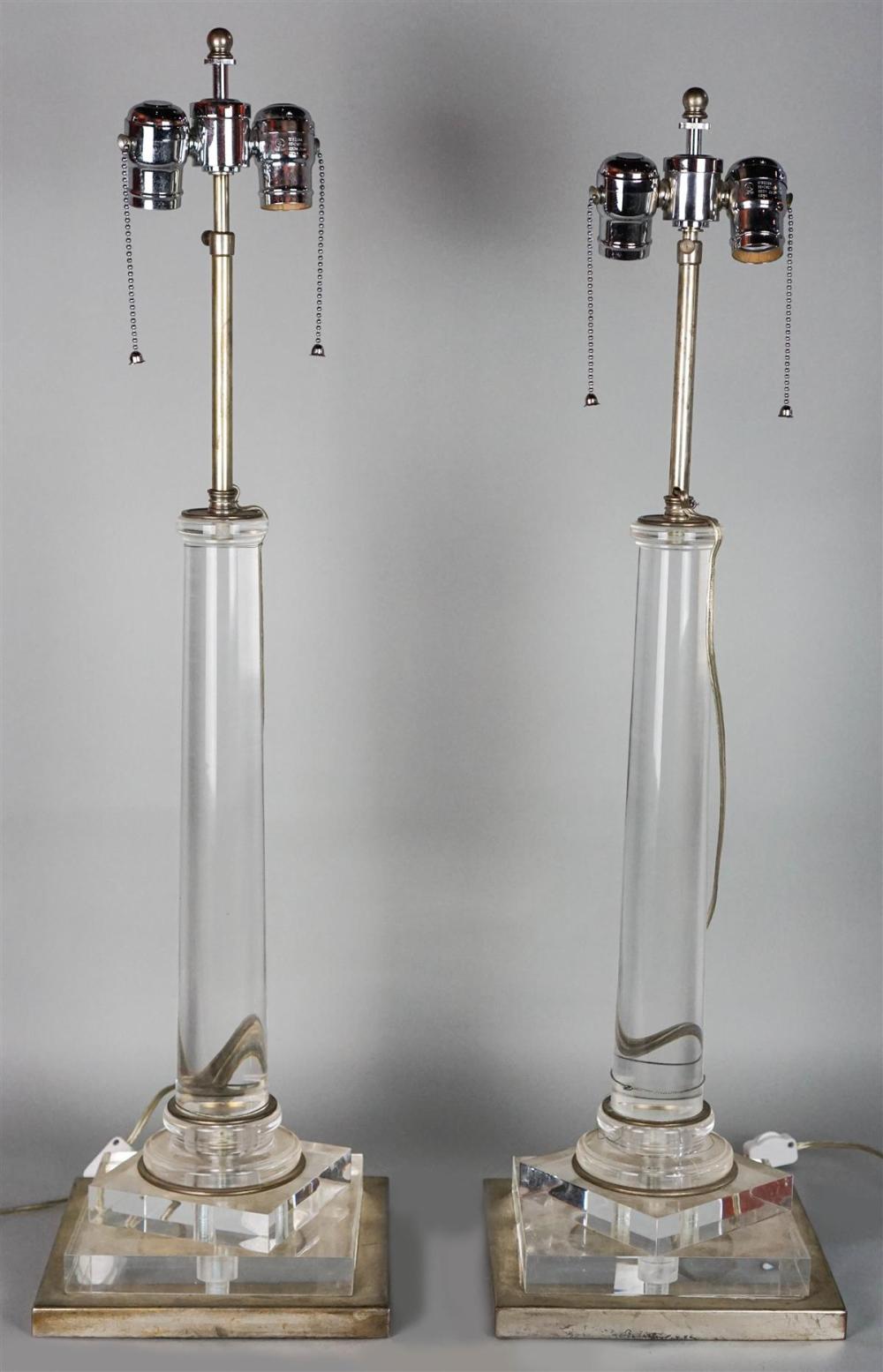 PAIR OF LUCITE AND CHROMED METAL 313a5b