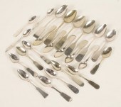Twenty-three coin silver spoons of varying