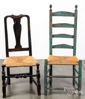 PAINTED LADDERBACK CHAIR AND QUEEN ANNE