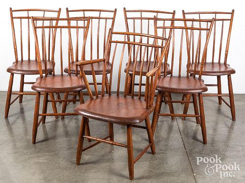 SET OF SEVEN BIRDCAGE WINDSOR CHAIRS  313aab