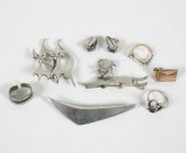 Assortment of 8 pieces sterling modernist