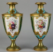 PAIR OF ROYAL CROWN DERBY FLORAL DECORATED