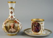 ROYAL VIENNA PORTRAIT VASE AND CUP AND
