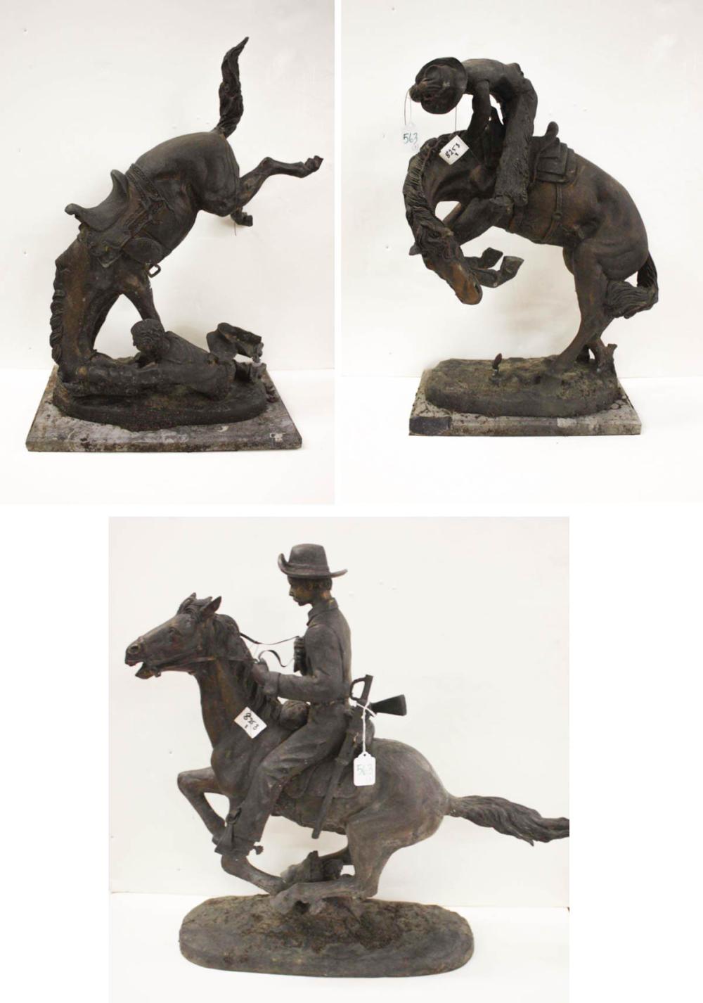 THREE WESTERN BRONZE HORSE AND 3141d8