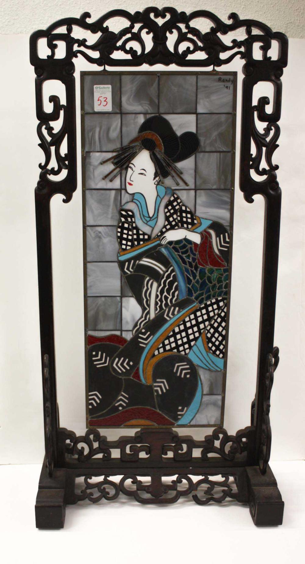 ASIAN STAINED GLASS AND CARVED 314228