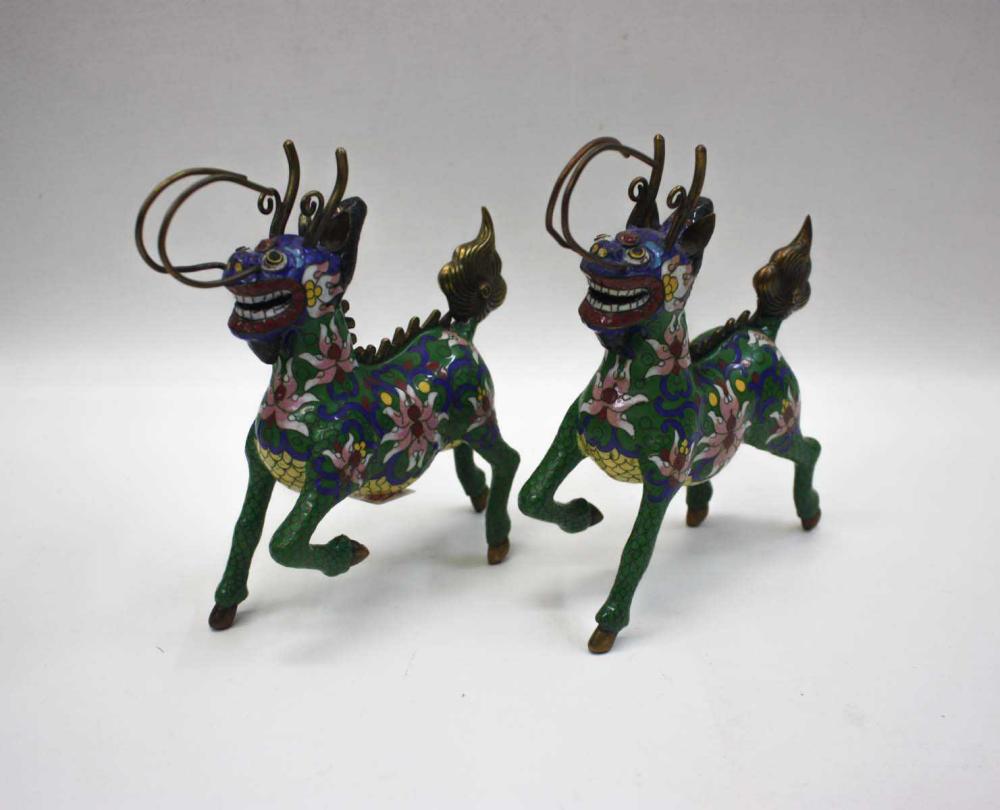 PAIR OF CHINESE QILIN SCULPTURES  3142f0