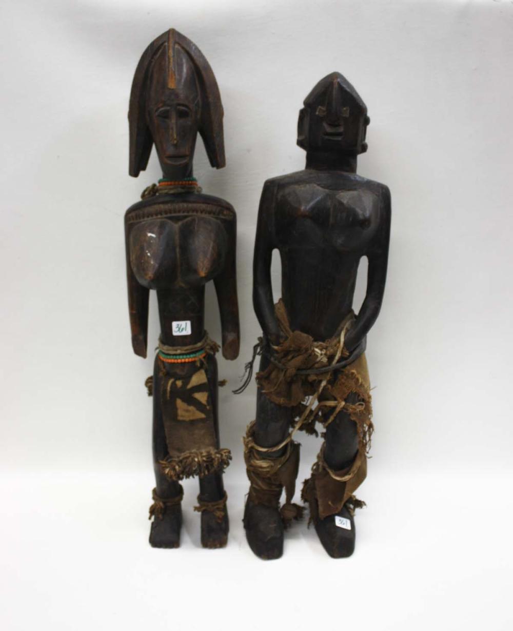 TWO AFRICAN FIGURAL WOOD CARVINGS  314346