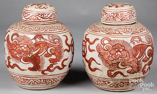 PAIR OF JAPANESE POTTERY GINGER 31442f
