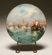 French hand painted charger with scenes