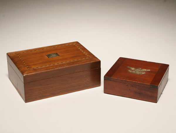 Two wooden boxes with metal trim  4ed62