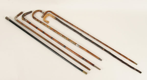 Group of six early wooden canes walking 4ed66