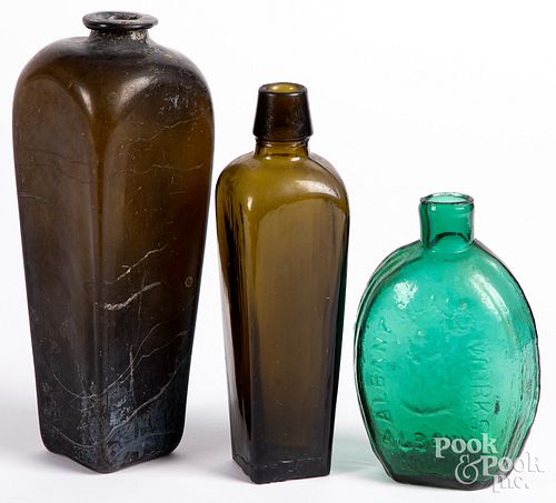 THREE EARLY GLASS BOTTLES 18TH 19TH 314654