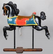C.W. PARKER BLACK PAINTED CAROUSEL HORSE,