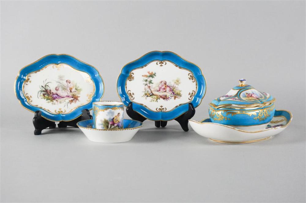 PAIR OF SEVRES PORCELAIN TURQUOISE GROUND 312314