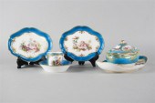 PAIR OF SEVRES PORCELAIN TURQUOISE-GROUND