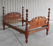 Cannonball rope bed with scalloped headboard