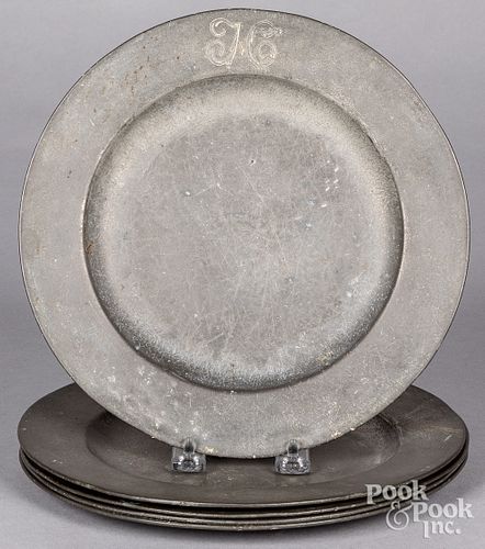 FIVE ENGLISH PEWTER PLATES BY JOHN 3127f2