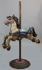 VINTAGE POLYCHROME PAINTED CAROUSEL