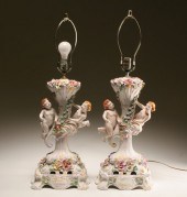 Pair of Capo di Monte hand painted porcelain