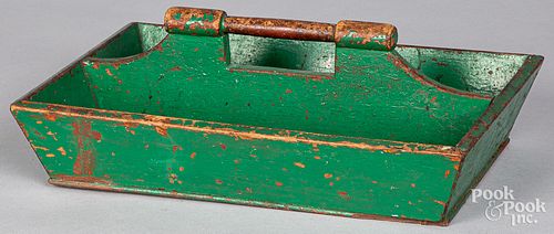 GREEN PAINTED KNIFE TRAY 19TH 312f23