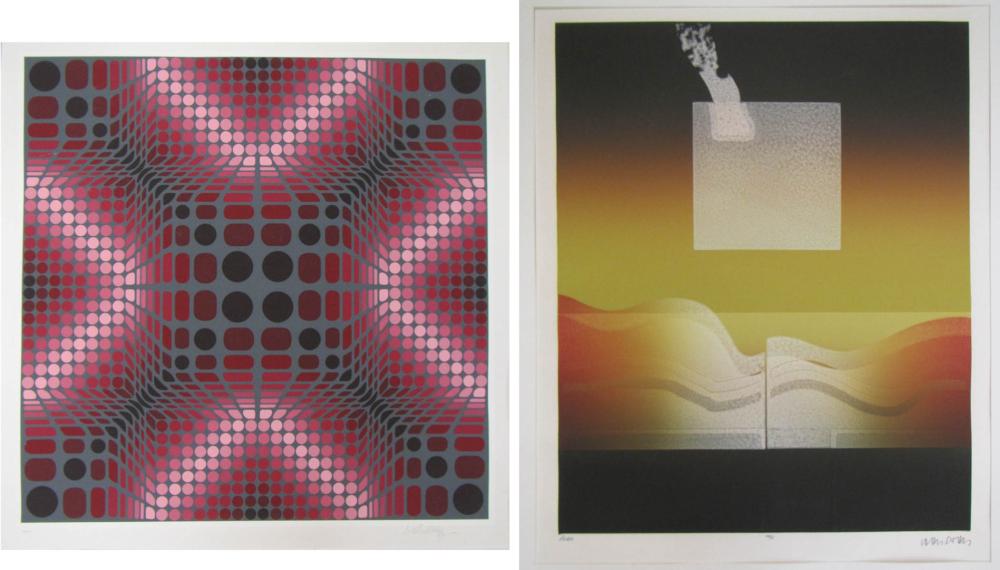 TWO ABSTRACT PRINTS VICTOR VASARELY 315983