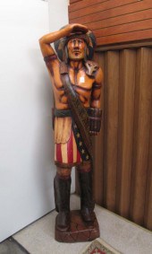CARVED AND PAINTED WOOD CIGAR STORE