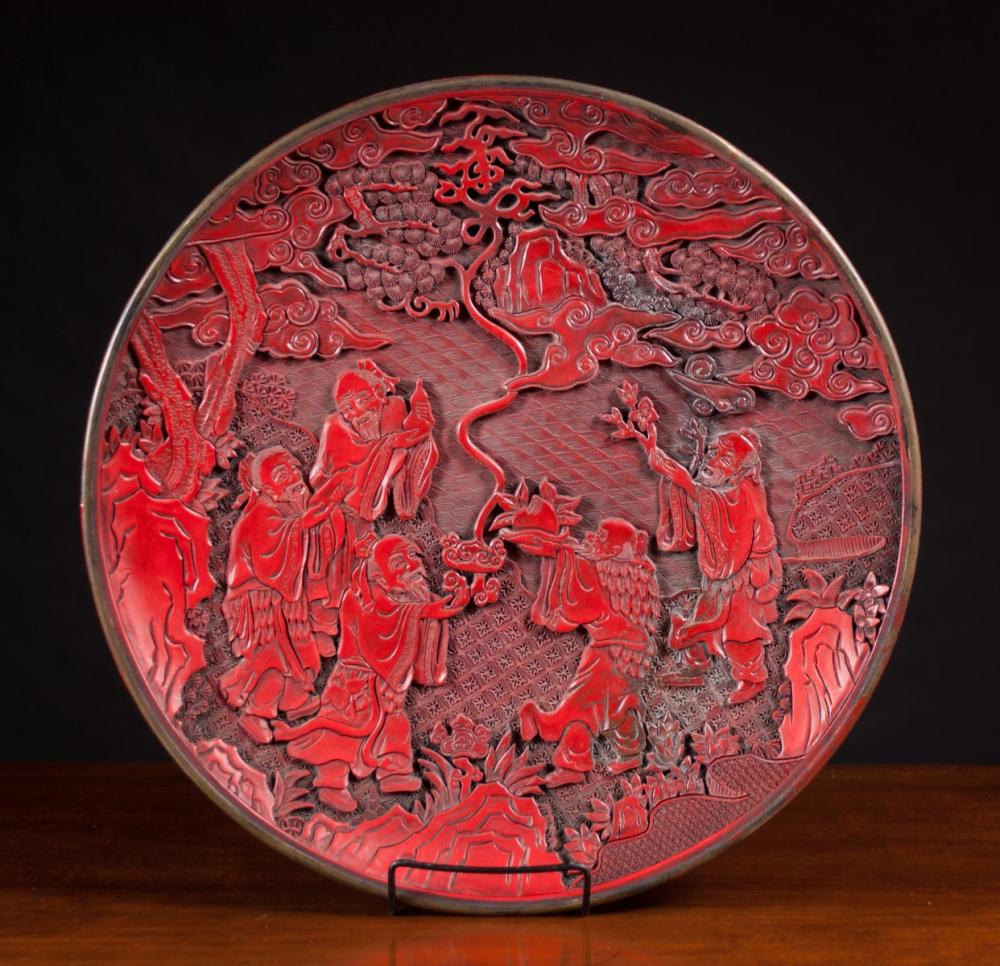 CHINESE CINNABAR LACQUER CHARGER  315ad9