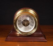 SHIPS BRASS BAROMETER ON TRADITIONAL