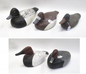 FIVE DECORATIVE CARVED DUCKS ALL ARE