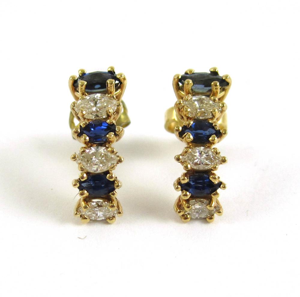 PAIR OF SAPPHIRE DIAMOND AND FOURTEEN 31602a