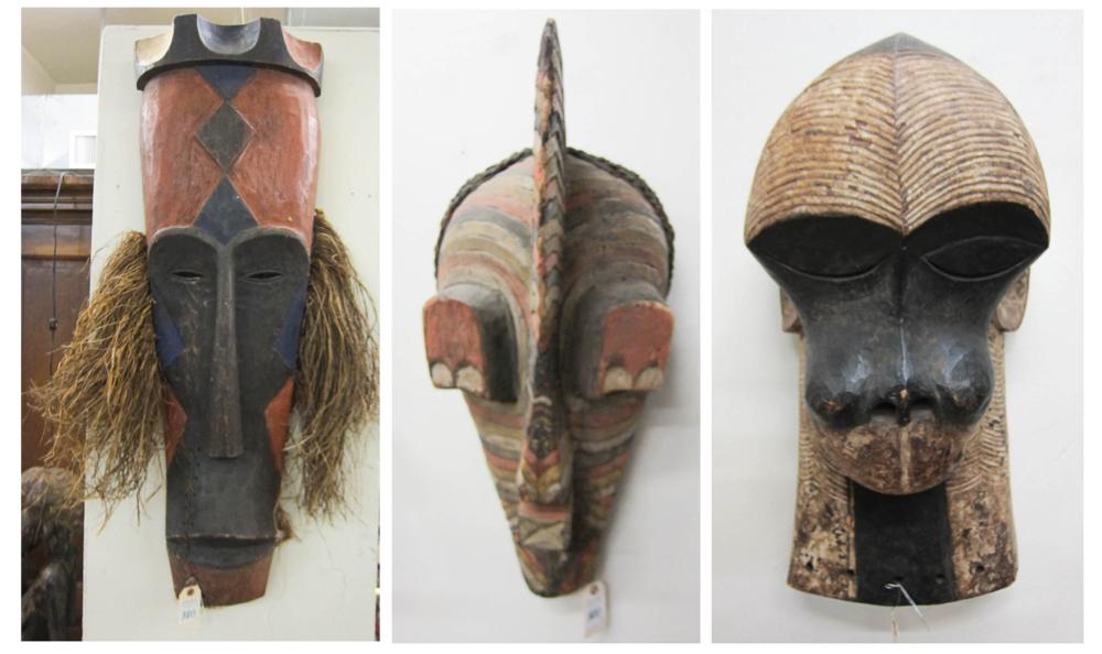 THREE AFRICAN WOOD TRIBAL MASKS  3160be