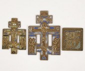 Three Russian brass icons with 4f016