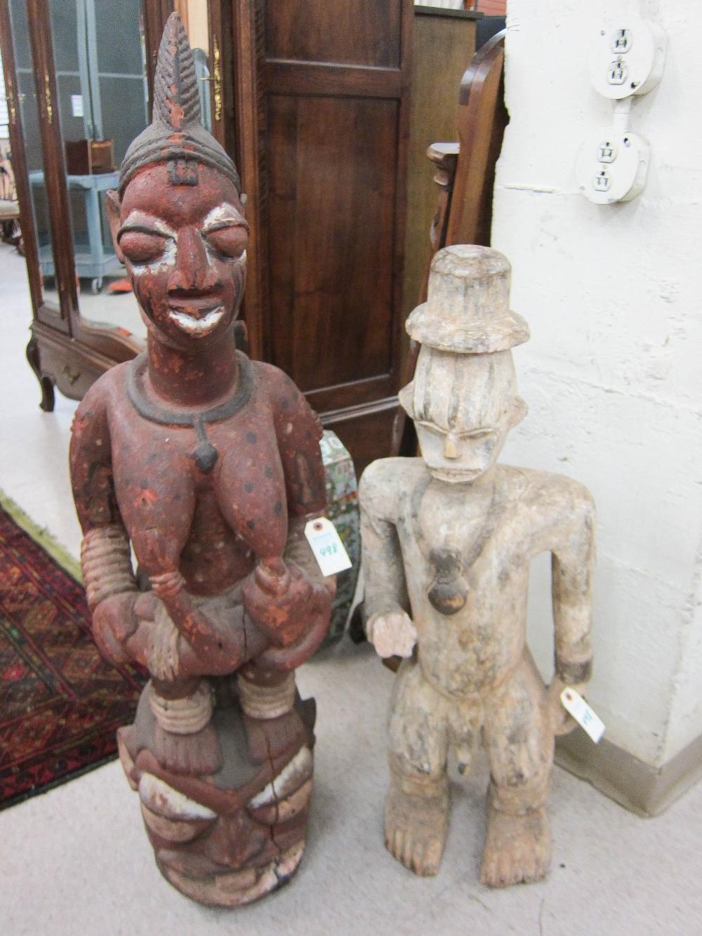TWO AFRICAN CARVED AND PAINTED 316134