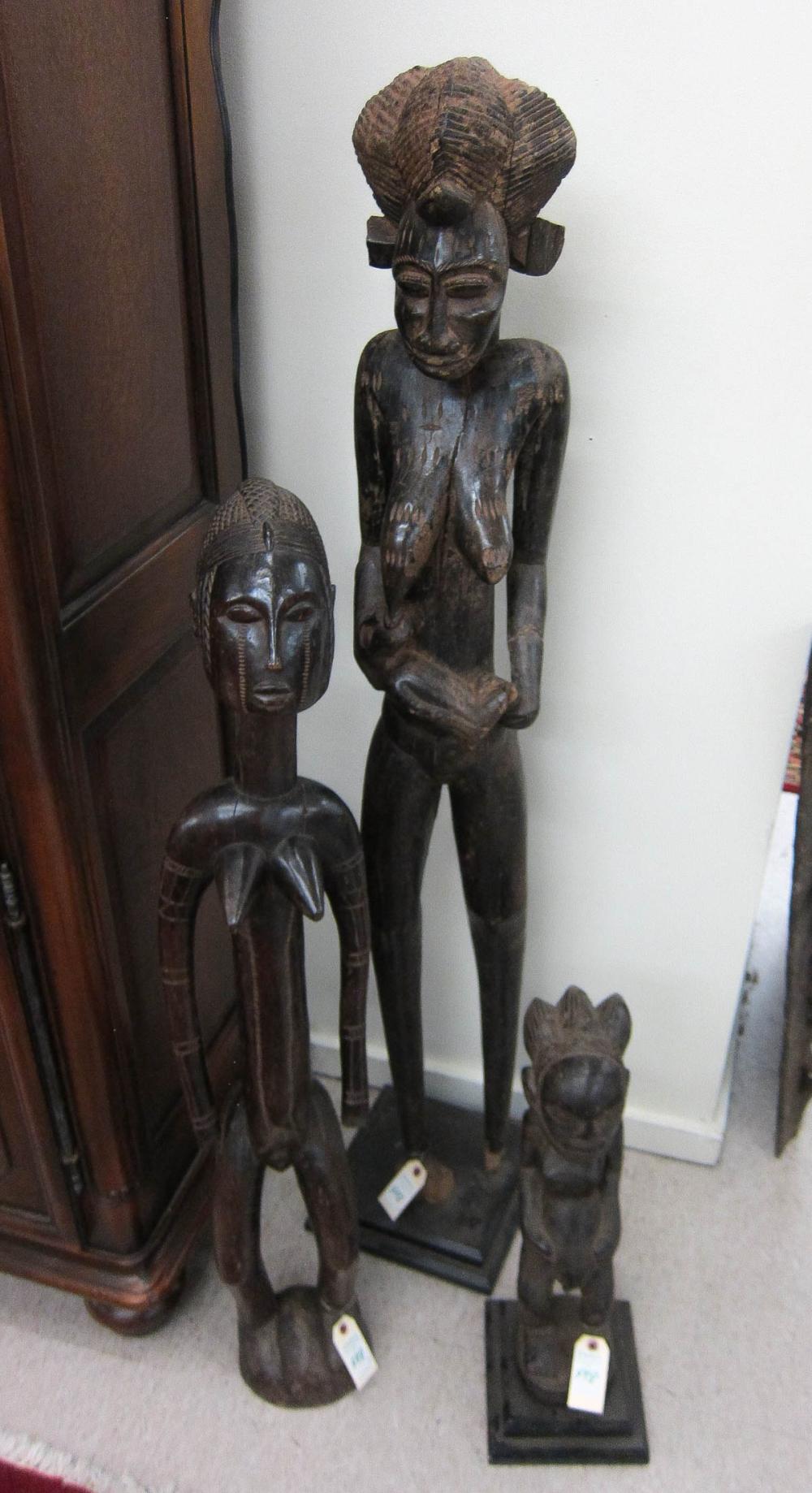 THREE AFRICAN TRIBAL CARVED WOOD 316165