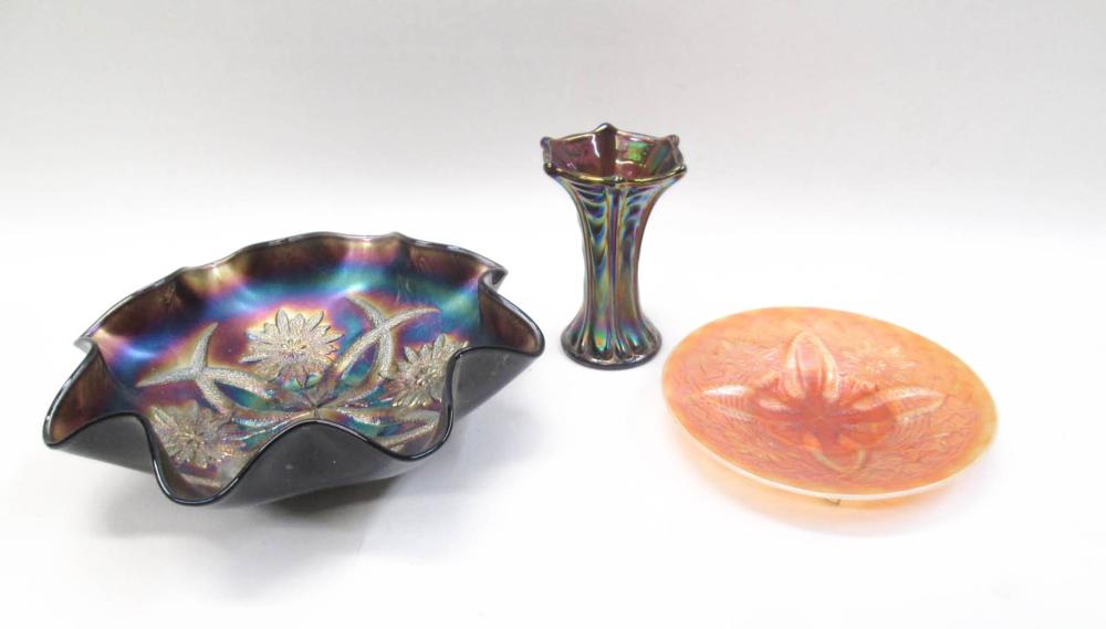 THREE IMPERIAL CARNIVAL GLASS ITEMS  3161b0
