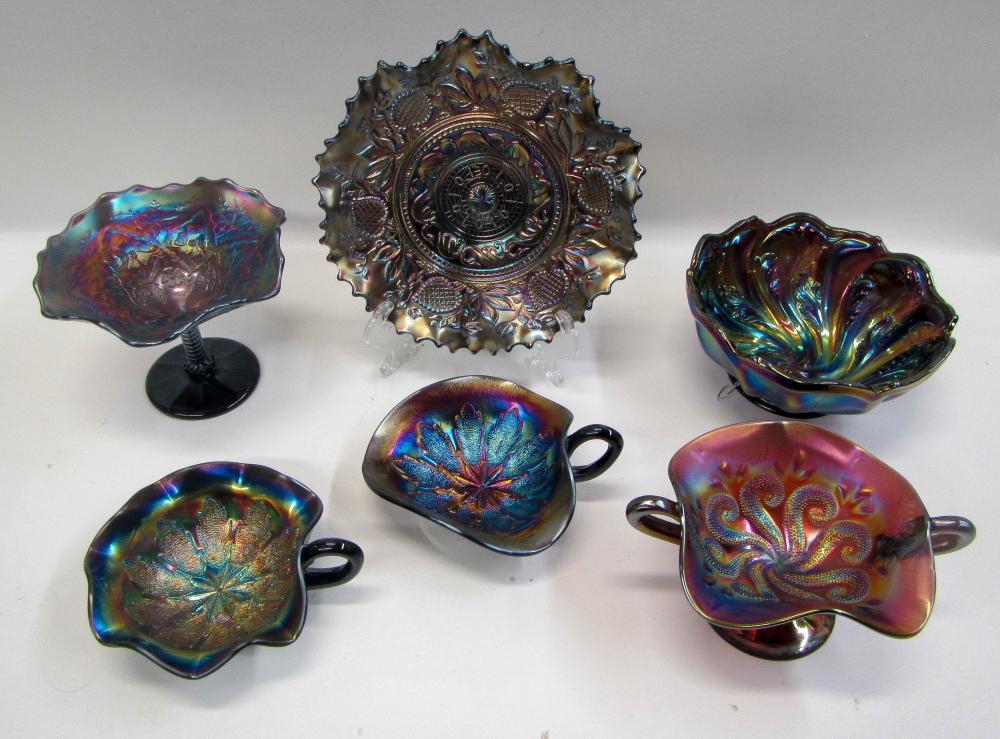 SIX IMPERIAL CARNIVAL GLASS VESSELS  316248