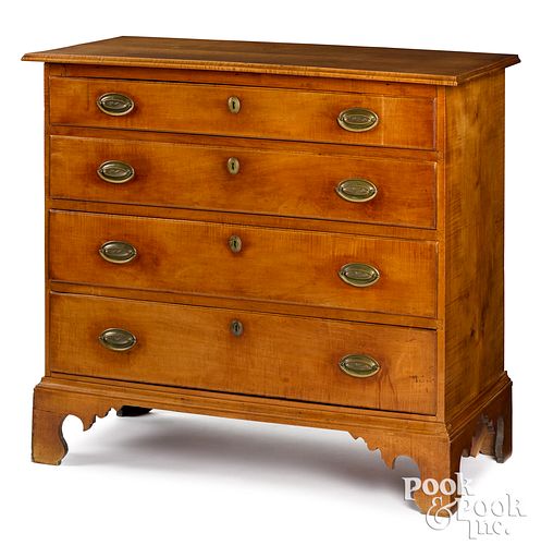 CHIPPENDALE TIGER MAPLE CHEST OF 316400