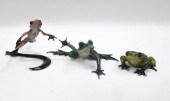 THREE TIM COTTERILL BRONZE FROGS INCLUDING