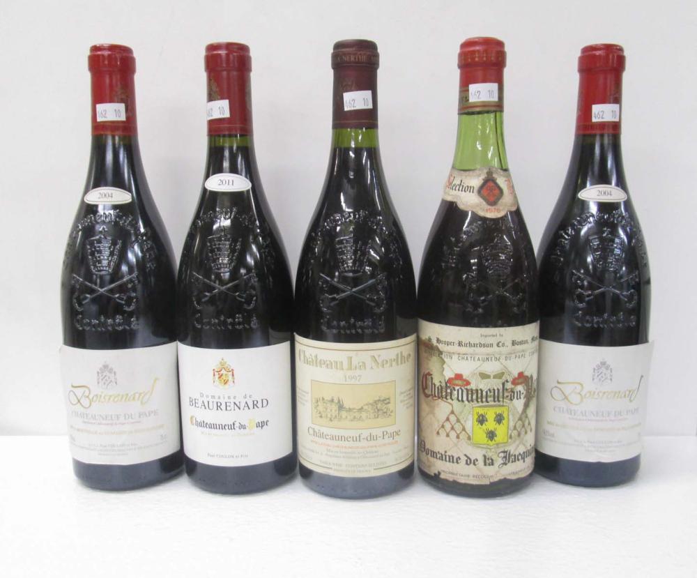 TEN BOTTLES OF VINTAGE FRENCH CHATEAUNEUF DU PAPEWTEN 316588
