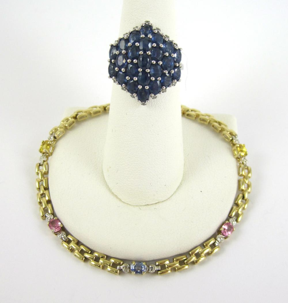 SAPPHIRE AND DIAMOND RING AND BRACELET  3165a1