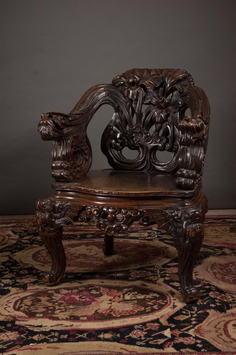 HIGHLY CARVED CHINESE STYLE ARMCHAIR  316744
