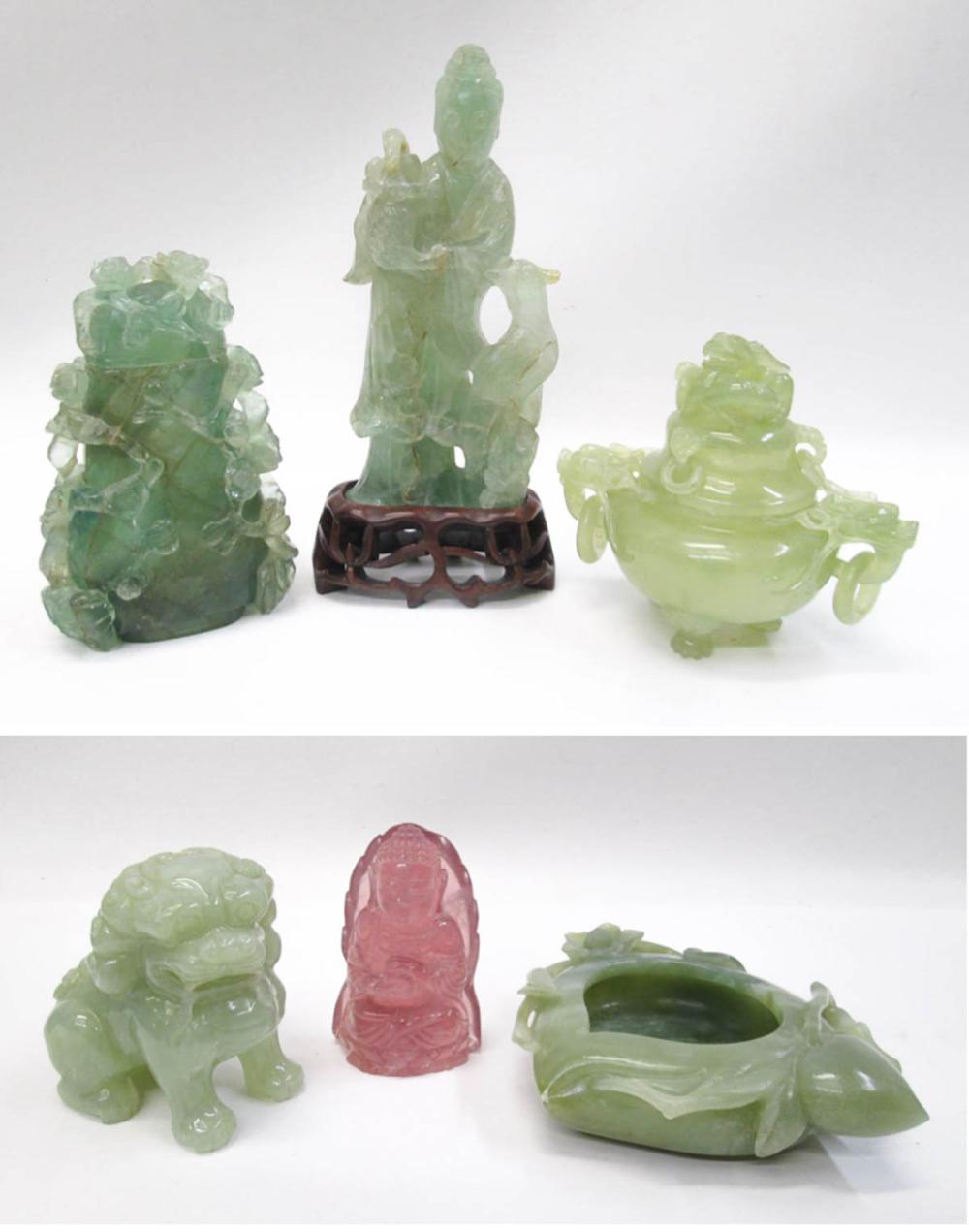 SIX CHINESE CARVED HARDSTONE ITEMS  316979