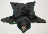 BLACK BEAR RUG, HEAD WITH OPEN MOUTH,