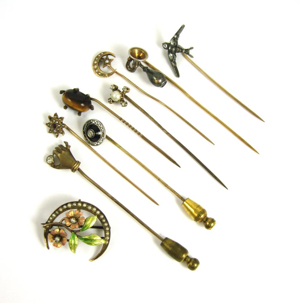 COLLECTION OF EIGHT STICK PINS 316b93