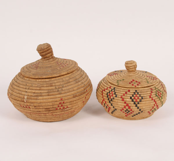 Native Northwest woven lidded baskets