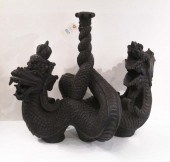 CHINESE DOUBLE DRAGON FLOOR CANDLE STAND,