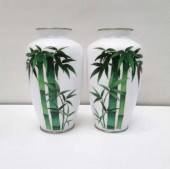 PAIR OF JAPANESE CLOISONNE VASES, WITH